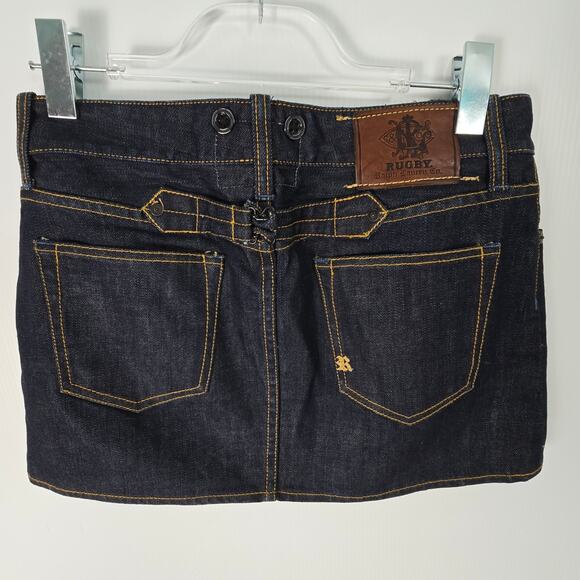 Rugby Ralph Lauren Y2K Denim Micro Mini Skirt Size 28 Dark Wash Vintage - Picture 2 of 10